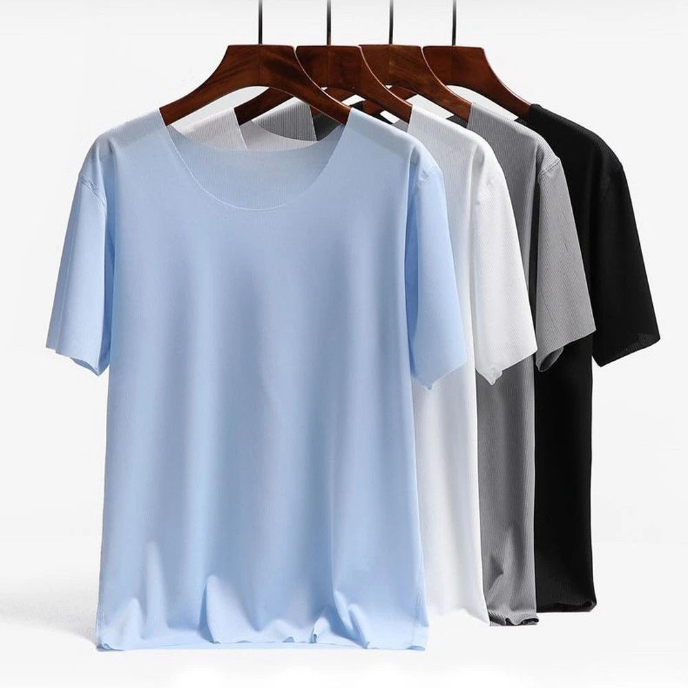 Men's Ultra-Thin Ice Silk Short Sleeve Tee for Home Wear and Daily Life