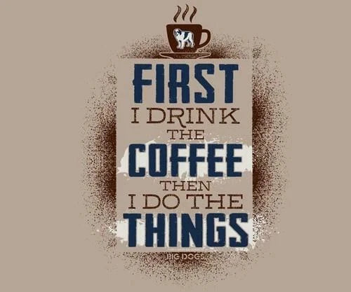 First Drink Coffee Then Do Things Big Dogs Pebble Brown Tee Shirt Large XL  New