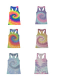 Multi-Color Tie Dye Racerback Tank Top Sleeveless  T-Shirt  Adult XS -XXL Cotton