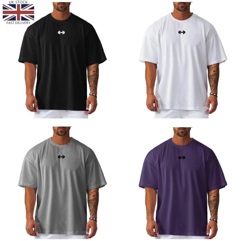 Muscle Fit Oversized T Shirt Top Gym Muscle Fit Workout Fitness Sports Clothing