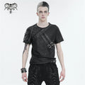 Devil Fashion Men Black Punk Arm Pocket Short Sleeve T-Shirt Casual Slim Tops