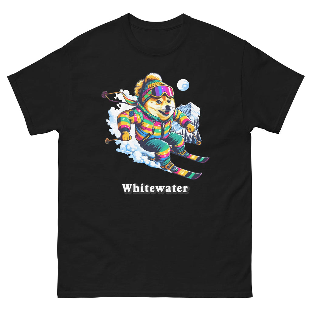 Whitewater Doge Skiing Funny Ski Skier Dog Meme Cute Shirt T-Shirt