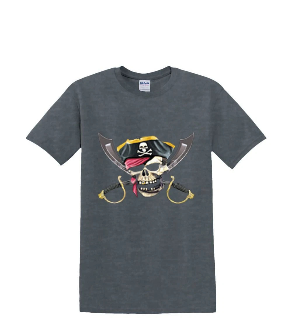 T-Shirt S to 2xl 3xl - PIRATE SKULL SWORDS fun humor adult