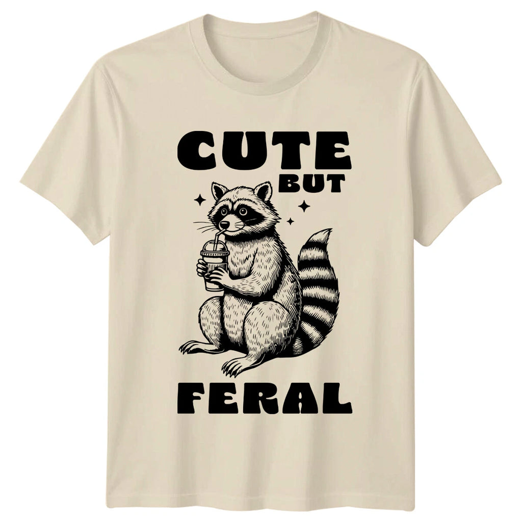 Cute But Feral Raccoon T-Shirt, Funny Animal Pun Tee