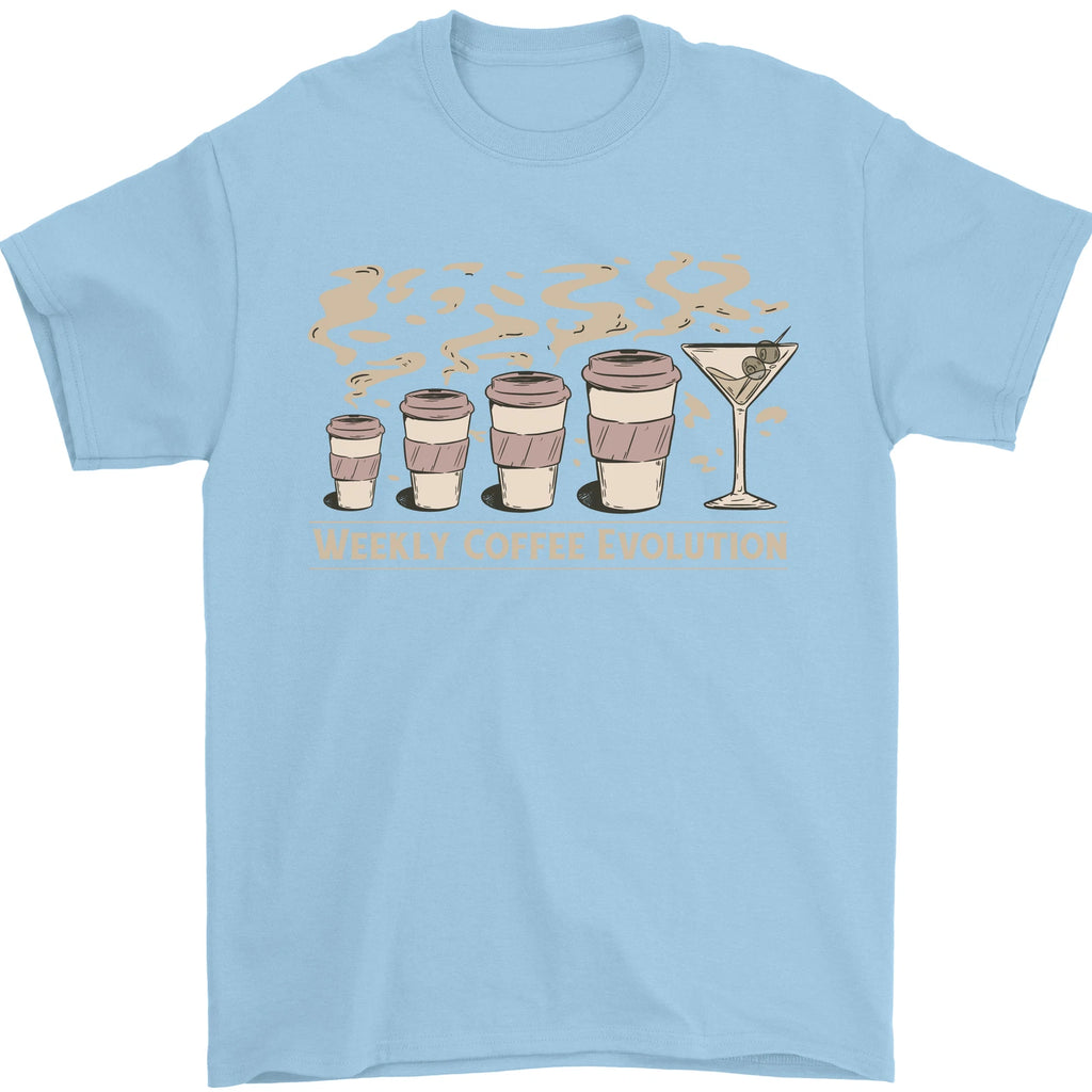 Funny Weekly Coffee to Alcohol Evolution Wine Mens T-Shirt 100% Cotton