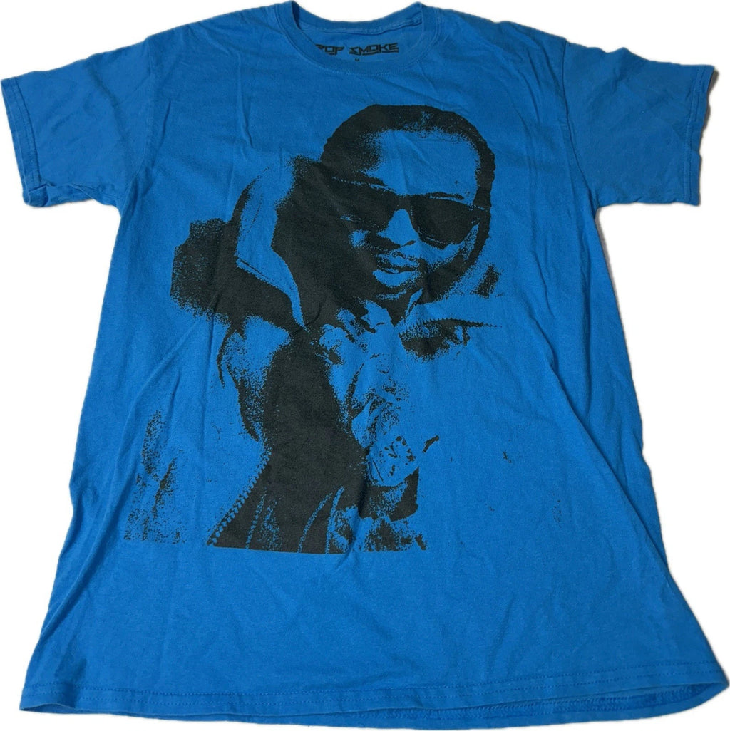 Pop Smoke T Shirt Mens Large L Blue Short Sleeve King of New York Big Face