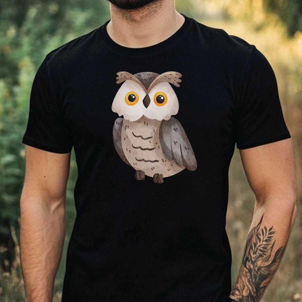 Mens Cool Owl Print Cotton T-Shirt Size XS to 5XL