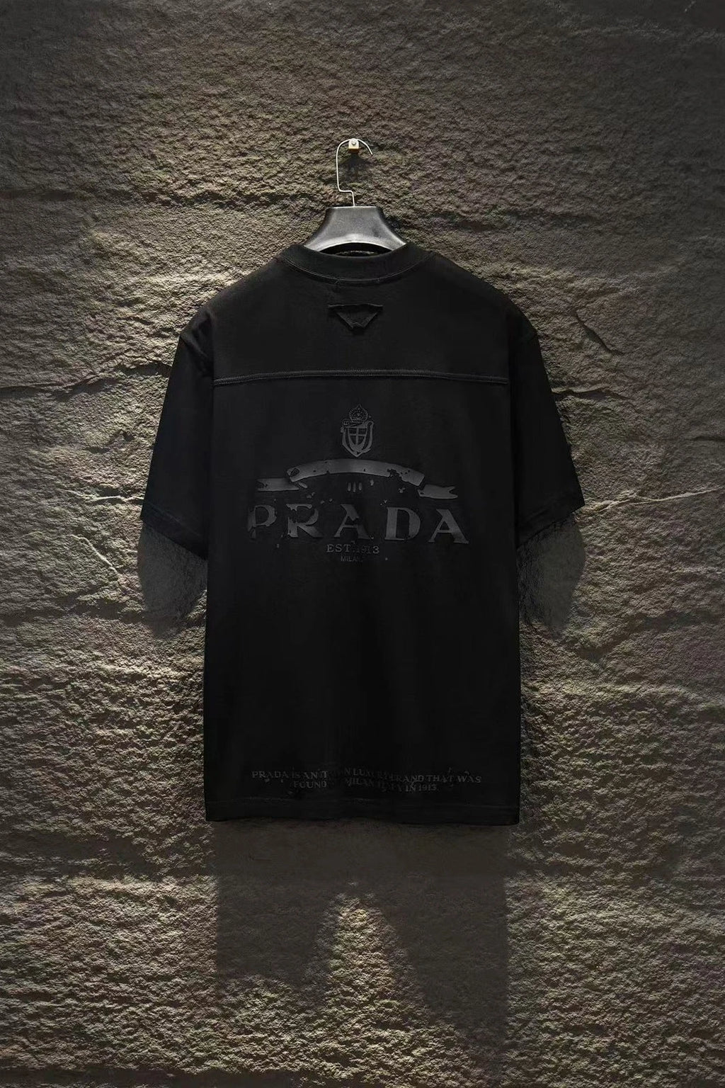 Prada Black Oversized T-Shirt – Relaxed Fit Logo Tee SIZE S-XL