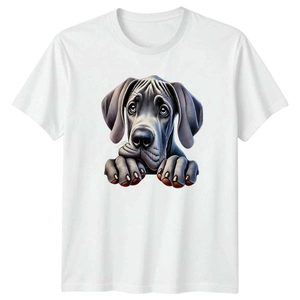 Cute Great Dane Dog Peeking T-Shirt Great Dane Puppy Dog Gift For Him And Her