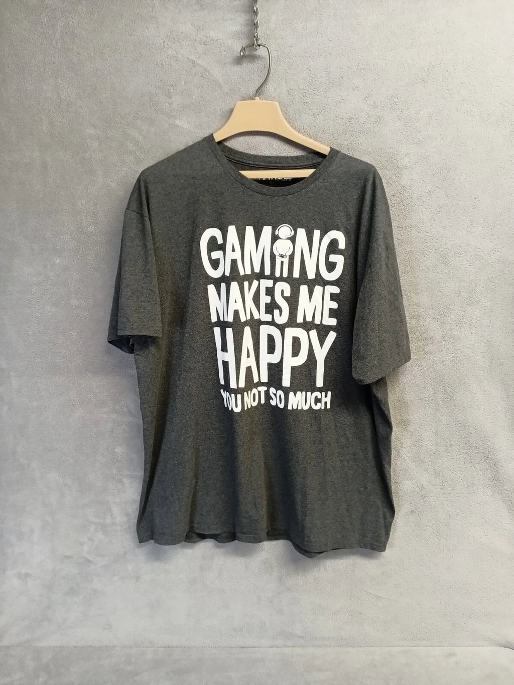 FifthSun T Shirt Mens XXL Gray "Gaming Makes Me Happy" Funny