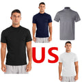 Men Summer Casual Slim Fit Pullover Tops Mock Turtleneck Short Sleeve T-Shirt