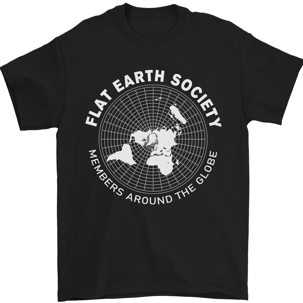 Flat Earth Society Members Around the Globe Mens T-Shirt 100% Cotton