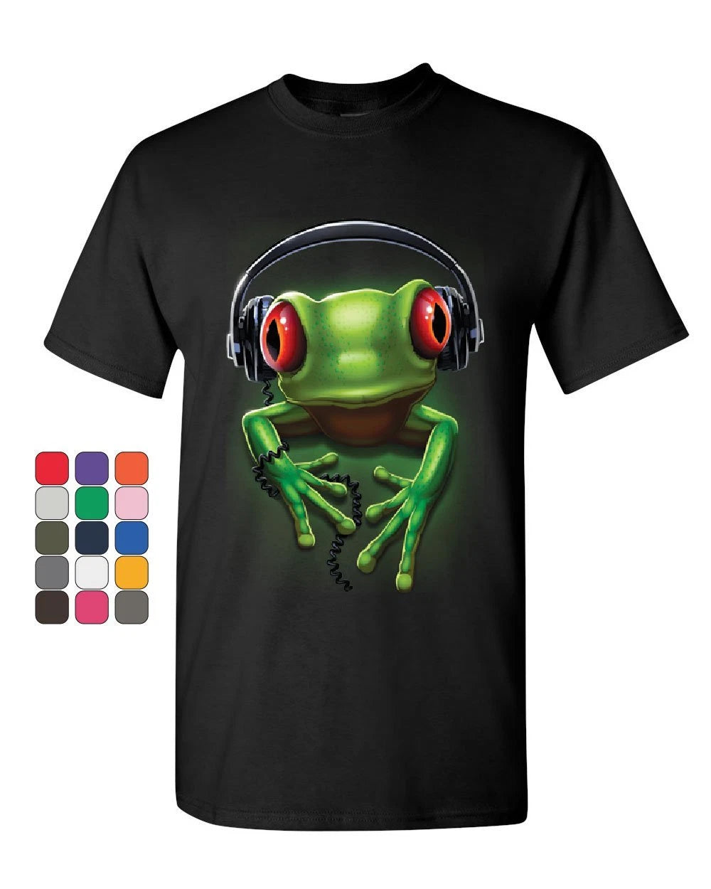 DJ Frog with Headphones T-Shirt Cute Animal Music Wildlife Rock Mens Tee Shirt