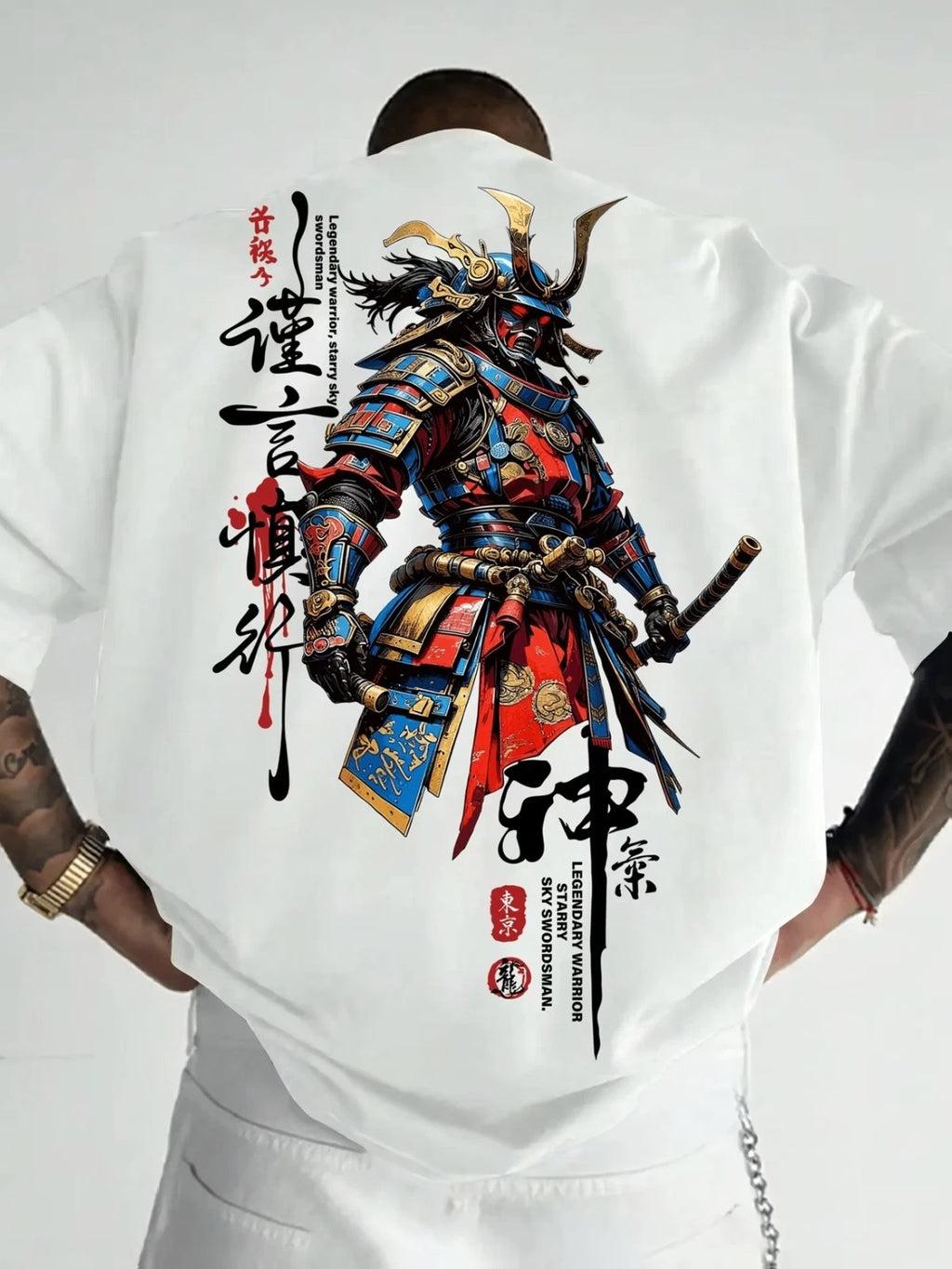 Japanese Samurai Warrior Oversized T Shirt Mens Graphic Streetwear | Summer Top