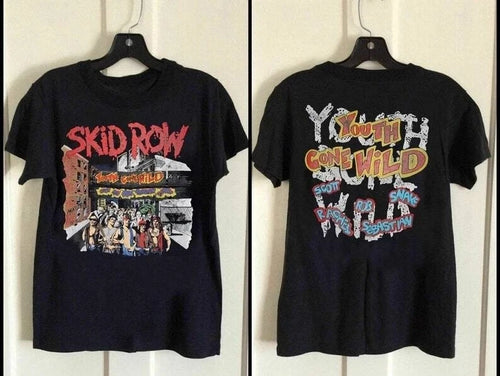 1989 Skid Row Youth Gone Wild 2 Side Cotton Black Unisex T-shirt S-5XL