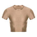 Men Glossy Crop Tops Stretchy Casual Short Sleeve T-shirt Muscle Tops Sportwear