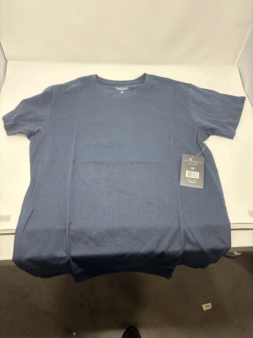BLUE ICE PREMIUM CLOTHING MEN'S SHORT SLEEVE CREW NECK T-SHIRT - SIZE: M - NAVY