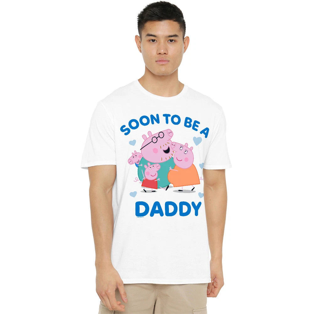 Peppa Pig Daddy Pig Soon To Be T-Shirt S-5XL, White