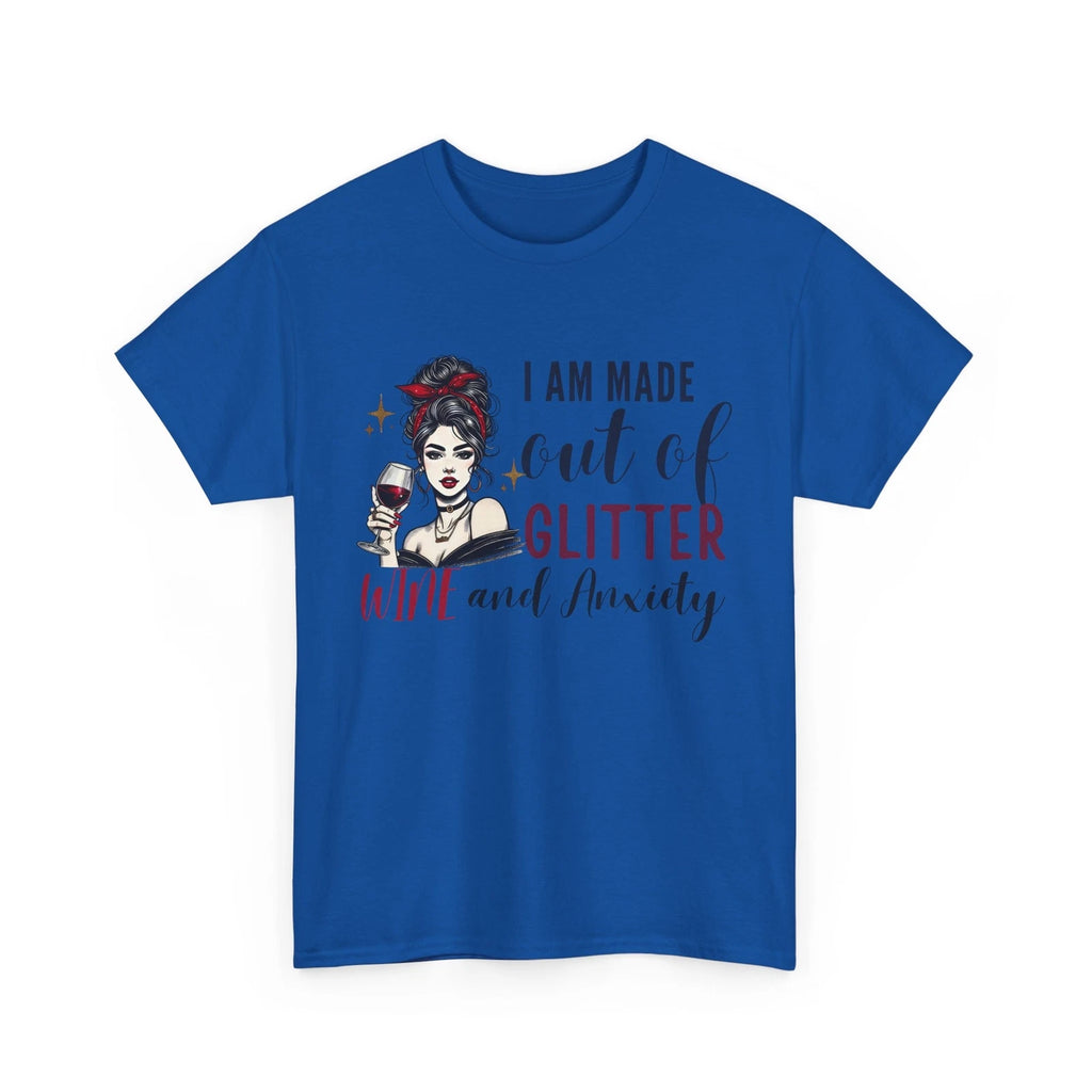 Funny Anxiety T-Shirt - Mental Health Humor - Glitter Wine and Anxiety