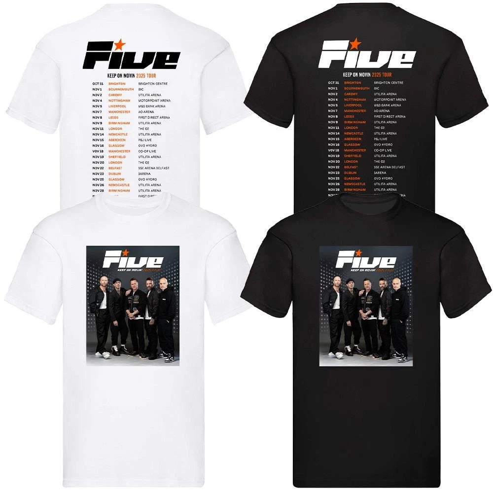 Five Keep on Movin 2025 Tour T-Shirt Music Concert Merch Fan Boy Band Tee Gift
