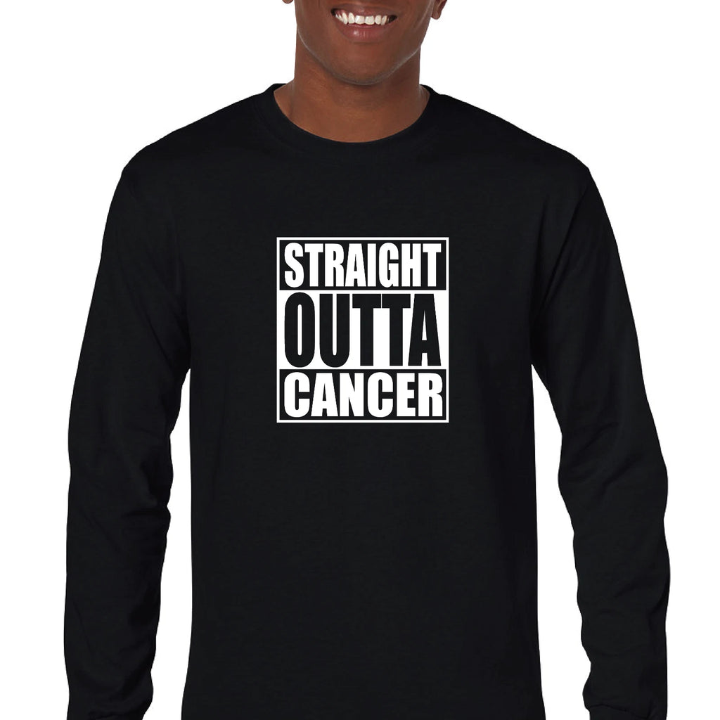 Straight Outta Cancer Survivor Cancer Sucks Mens Cotton Long Sleeve T-shirt