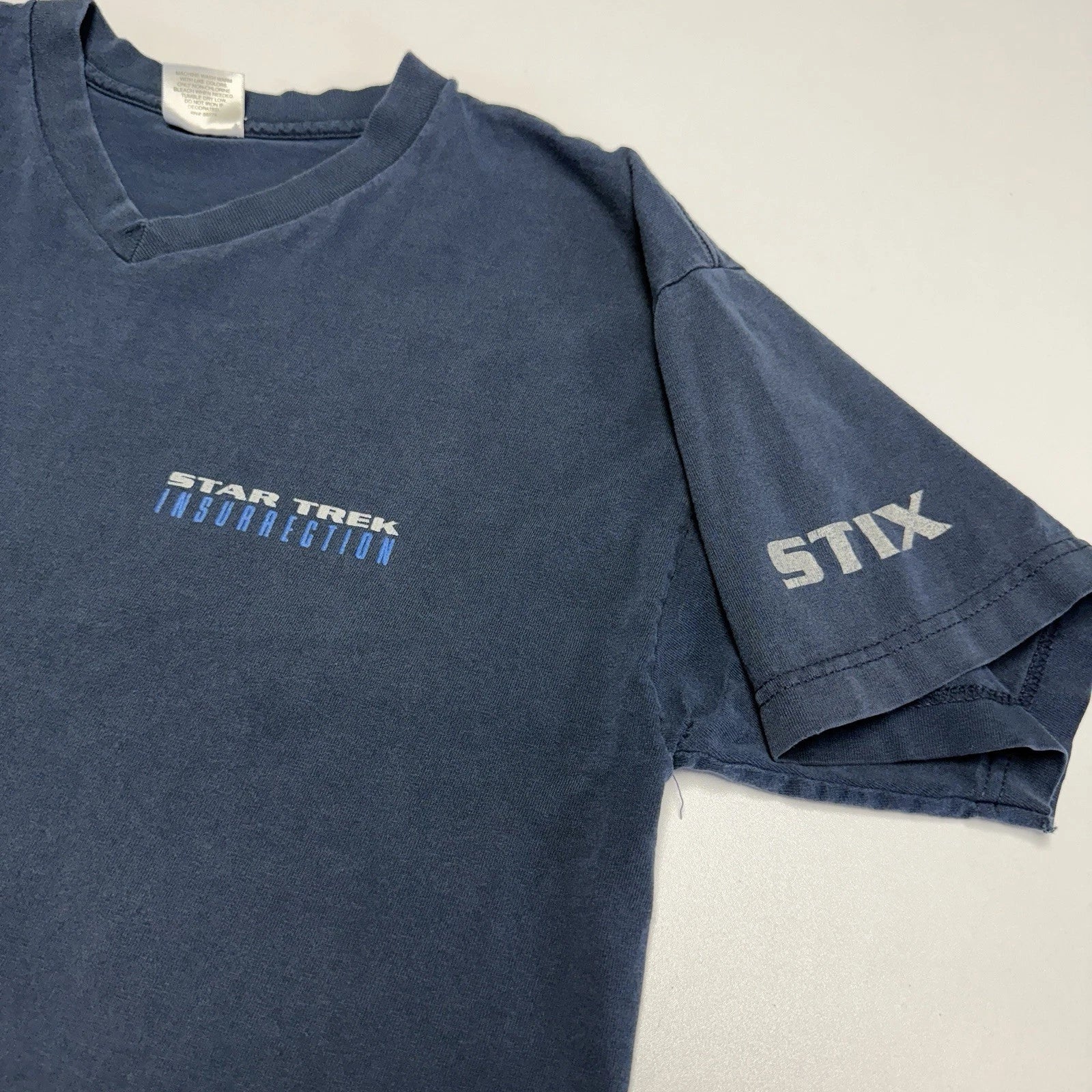 Vintage 1998 Star Trek Insurrection Shirt Mens Medium M Blue V Neck Movie Tee