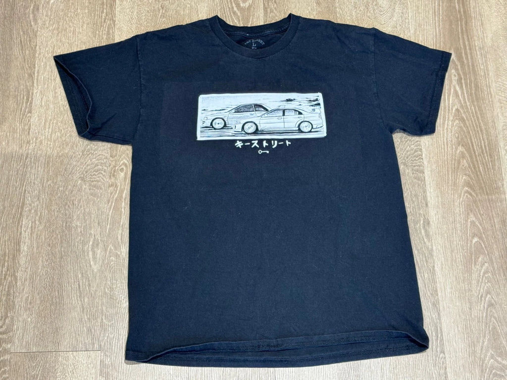 Key Street Car Graphic Tee Size Large Black JDM Racing Drift Anime Style