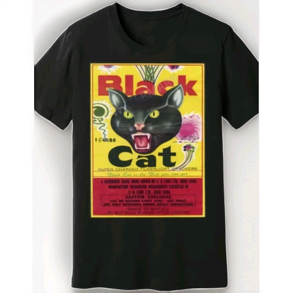 The Black Cat Men's Black T-Shirt Size XXL