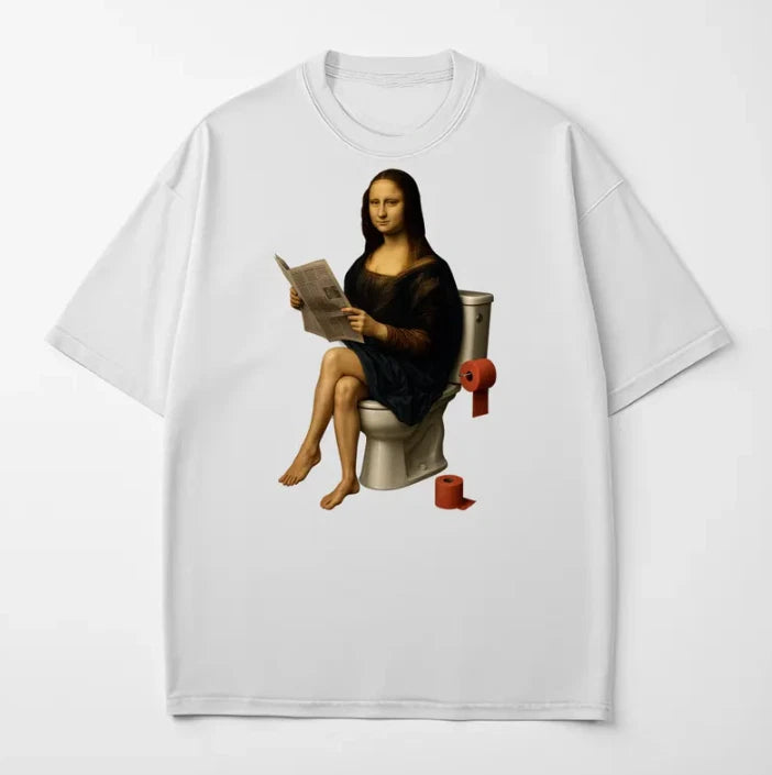 Funny Mona Lisa Toilet T-Shirt: Art Meme Parody Tee