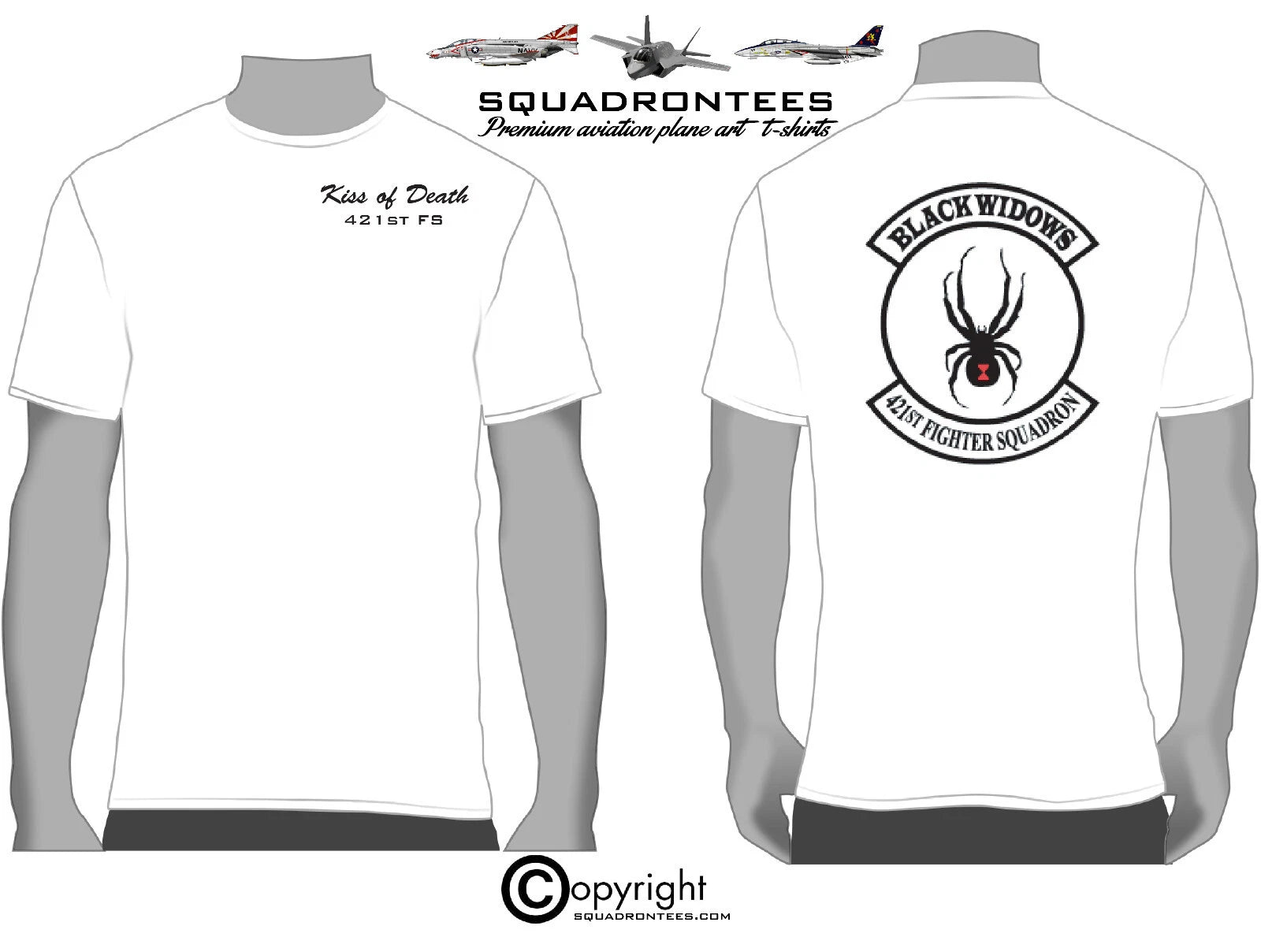 421st Fighter Squadron Kiss of Death Squadron T-Shirt D1, USAF Licensed Product