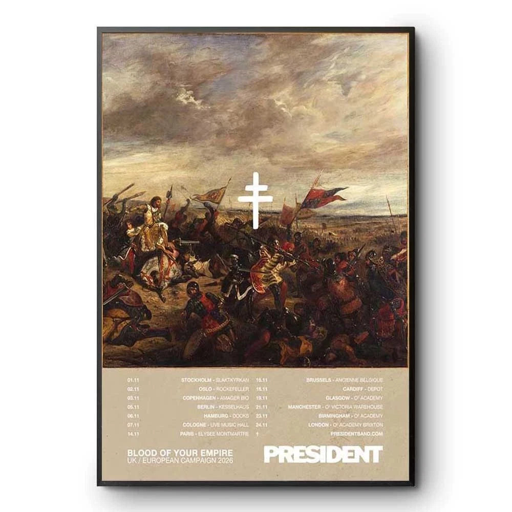 President Band Blood Of Your Empire UK Europe 2026 Tour Dates Poster Art