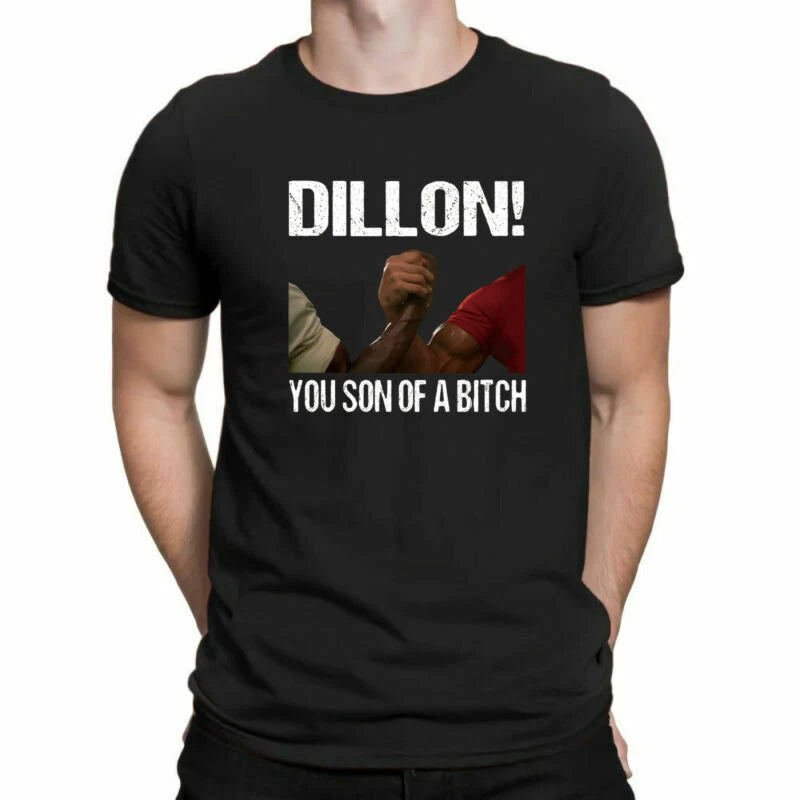 Dillon Predator Sci-Fi Action Navy Film T-Shirt You 80's of Bitch Black A Son