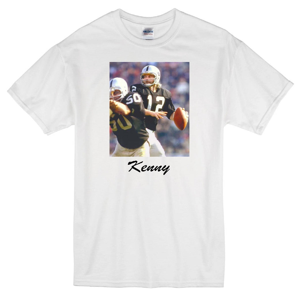 KENNY STABLER OAKLAND RAIDERS QUARTERBACK RETRO FOOTBALL WHITE T-SHIRT JERSEY
