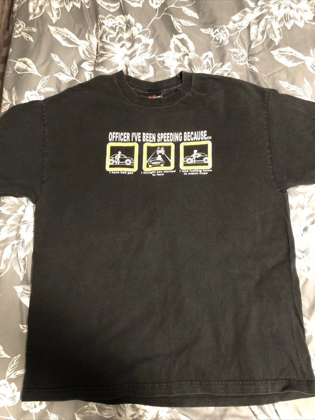 Vintage Men’s “Officer I’ve Been Speeding Because…”Funny Summer T-Shirt/WCrackle
