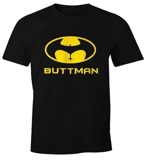 Mens Funny T-Shirt Buttman Parody Superhero Fun Shirt Moonworks®