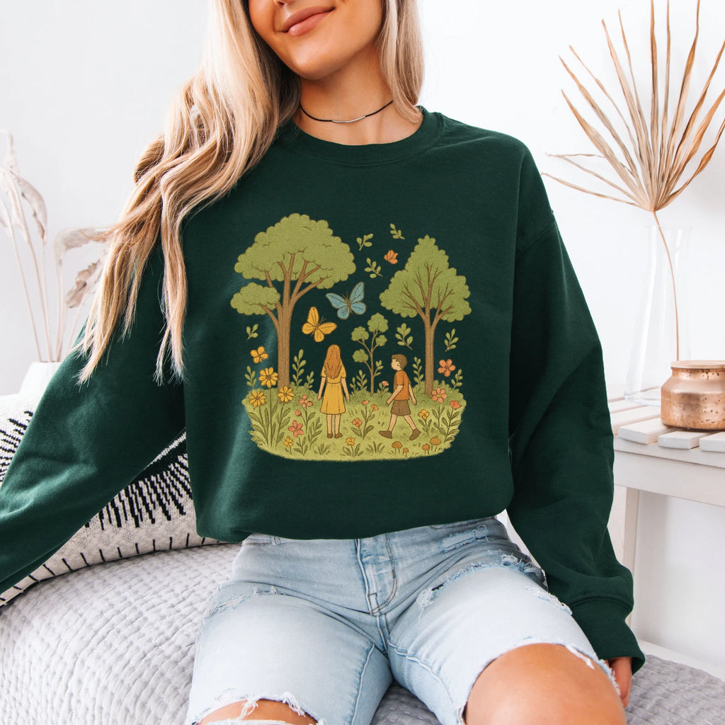 Nature Kids Shirt Sweatshirt Cute Forest Scene Aesthetic Graphic Gift