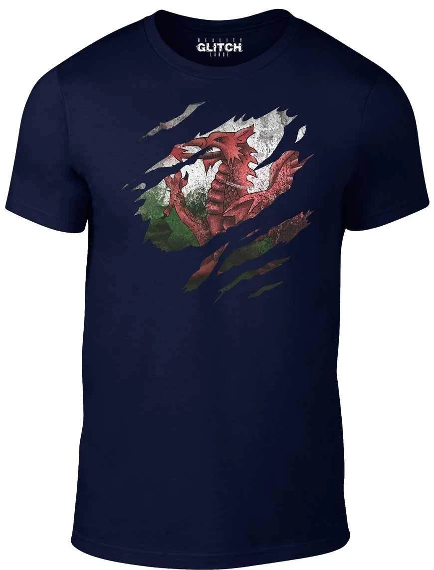 Torn Wales Flag T-Shirt - Funny Welsh rugby six nations 6 world cup sport