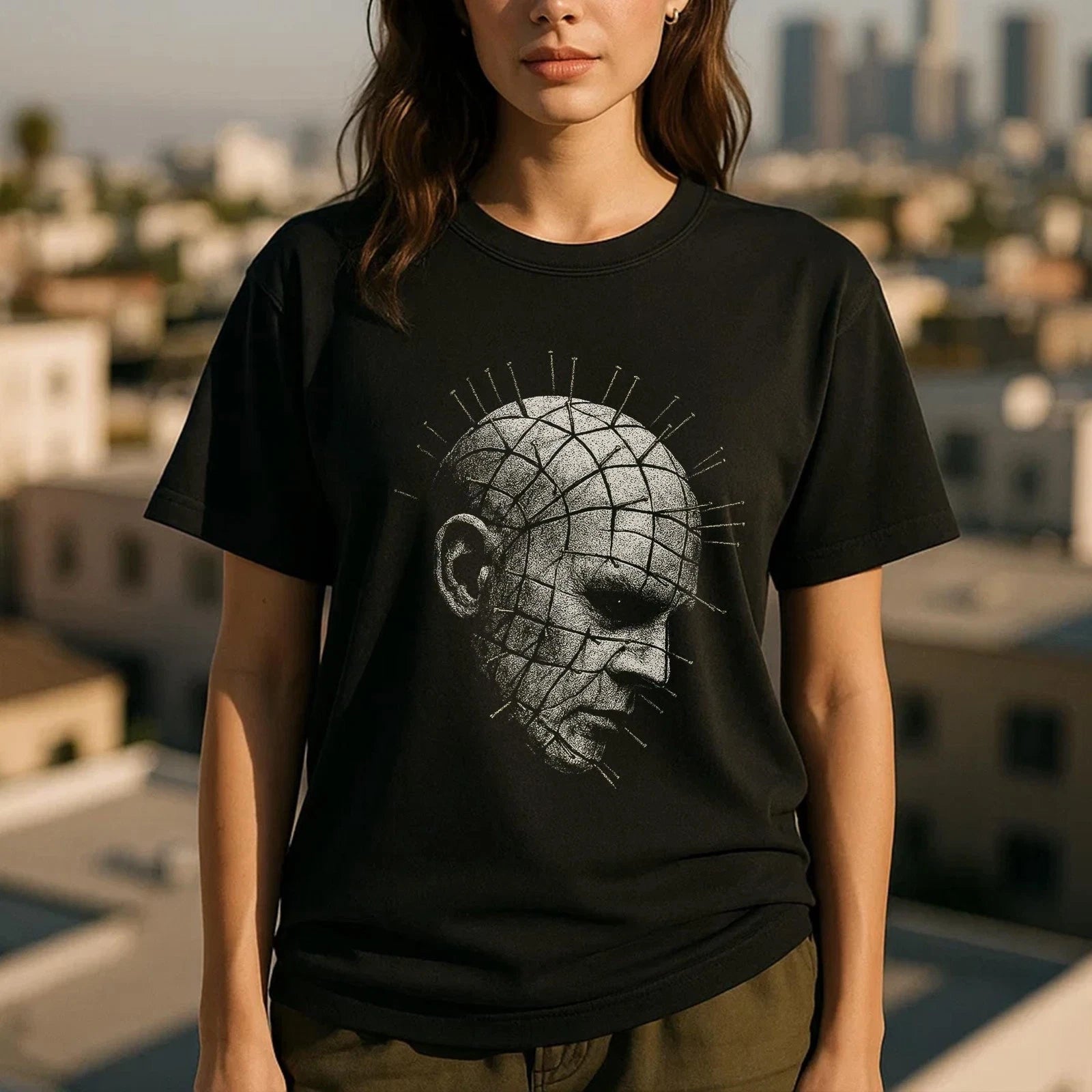 Pinhead T-Shirt – Hellraiser Horror Movie Cotton Graphic Tee, Vintage Horror