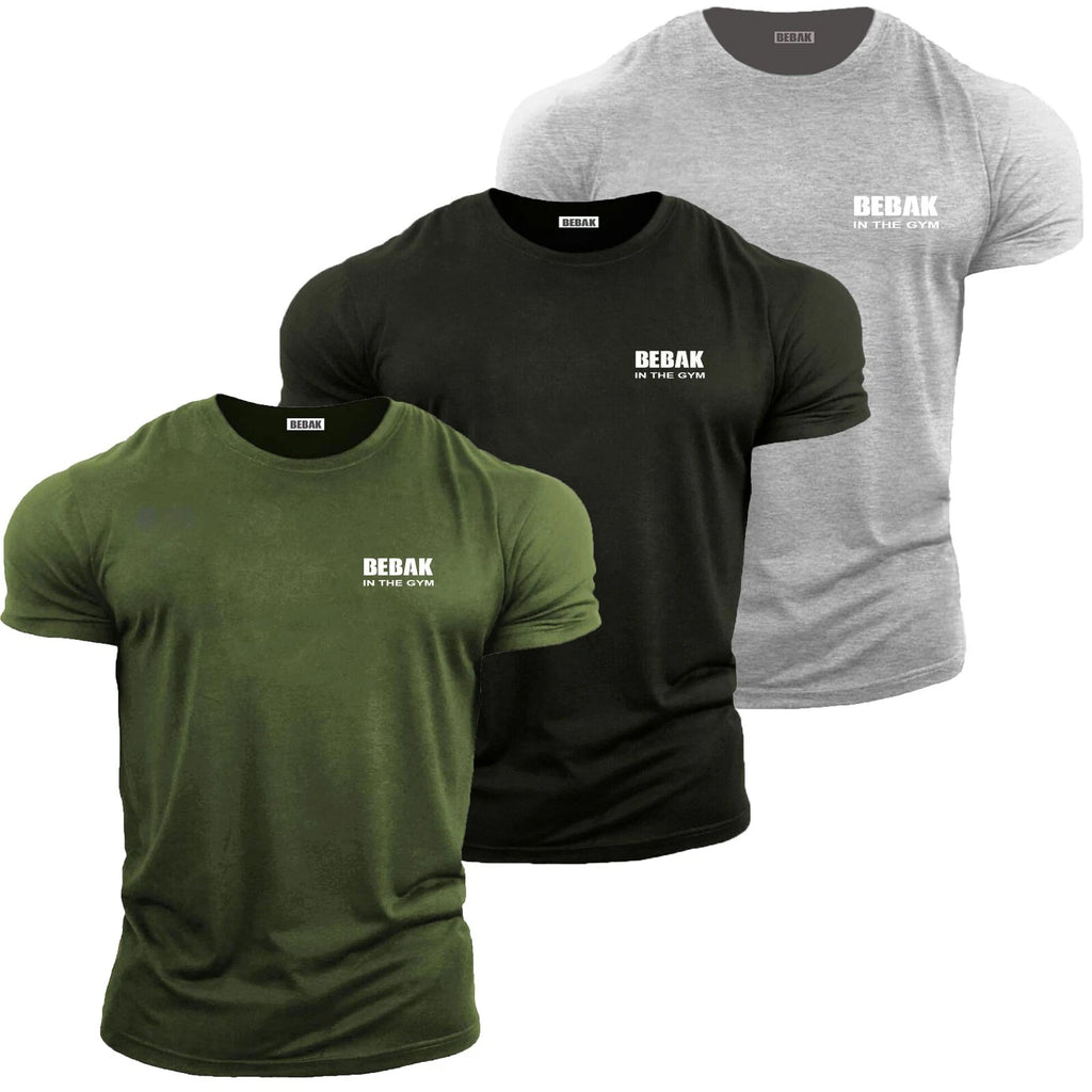 Men's multi pack T-Shirts pack of 3 NEW Bebak In The Gym breathable cotton