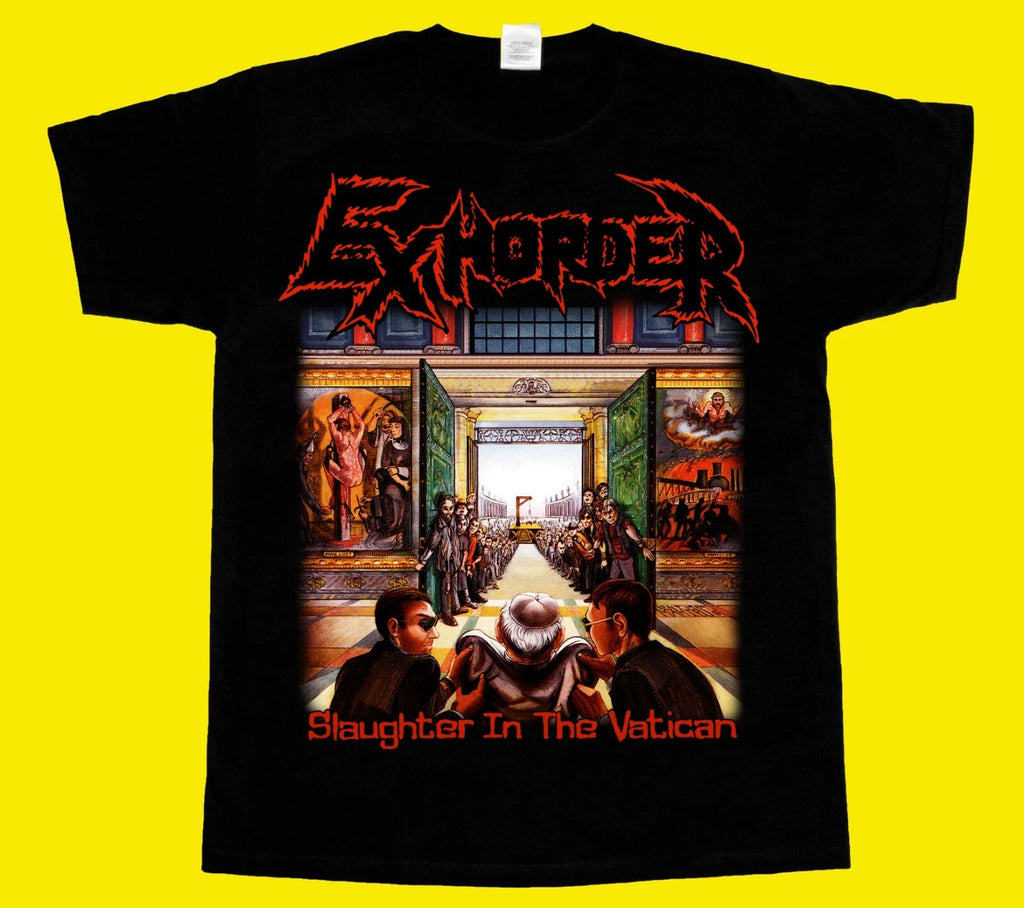 EXHORDER SLAUGHTER IN THE VATICAN NEW short long sleeve BLACK T-SHIRT 345XL