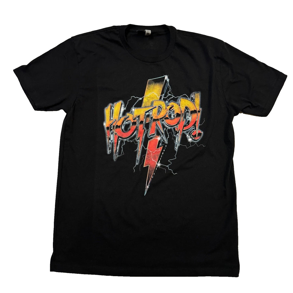 Wrestling “Hot Rod” Lightning Graphic Tee Black Lg Street Art Heavy Metal Style