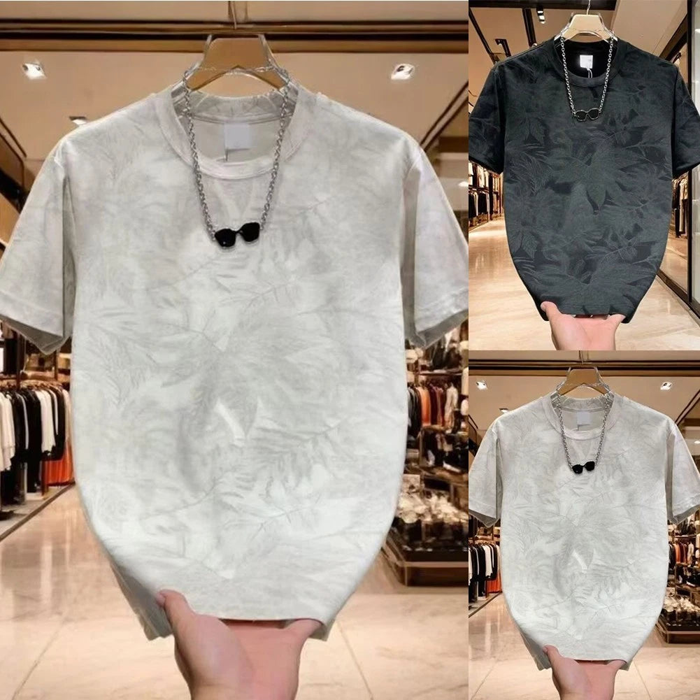 Men's Printed Round Neck T-Shirt Short Sleeve Loose Fit for Daily Wear M-5XL