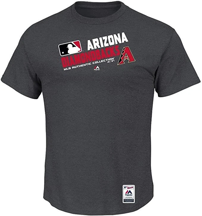 Majestic Men's Arizona Diamondbacks Short Sleeve Crew Neck T-Shirt, Gray, Large