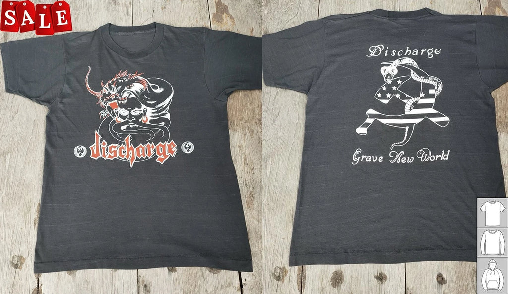 New Discharge Black T-Shirt 2side Unisex TH1296