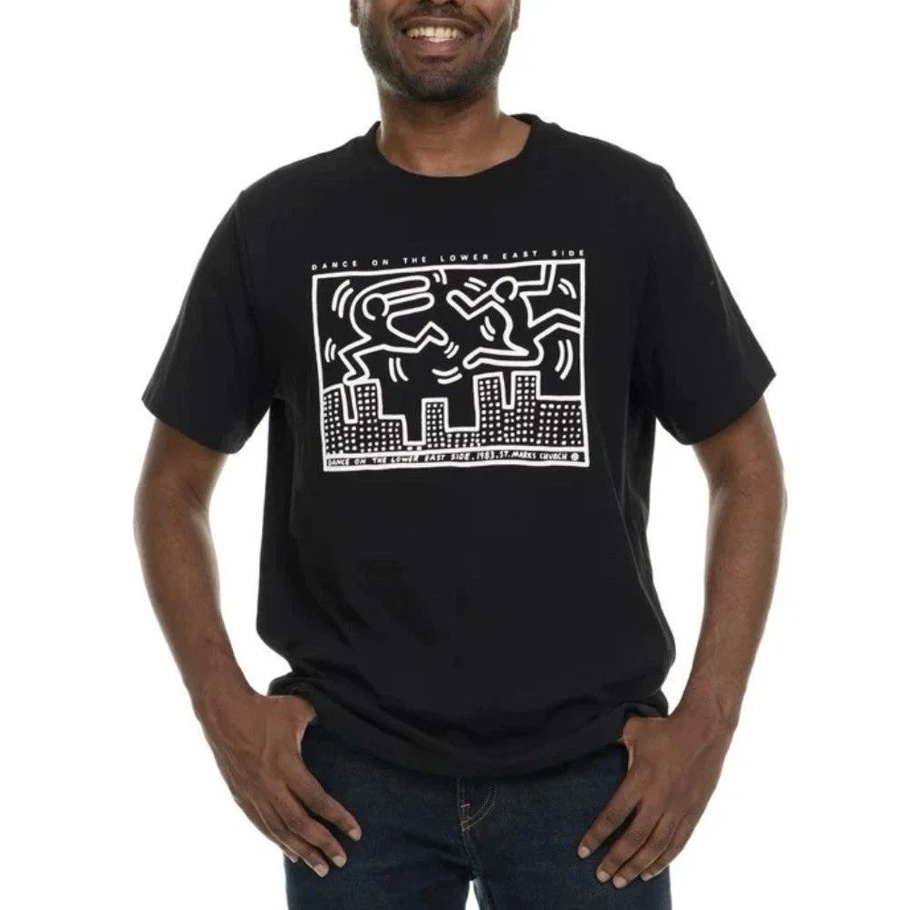 Keith Haring Graphic Tee Shirt Mens XXL Dance Lower East Side Black Cotton NWT