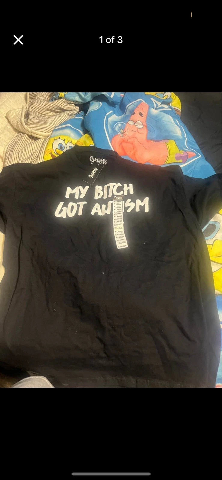 My Bitch Got Autism Spencer's Brand Black Front Graphic T Shirt, A Grade, Men XL