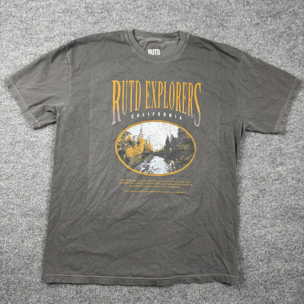 RUTD Explorers California Graphic T-Shirt Mens XL Gray Vintage Wash Nature Tee