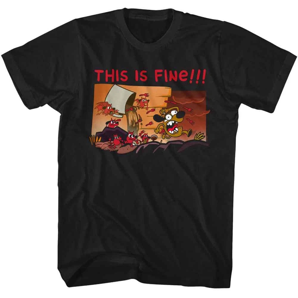 This Is Fine Chased Black Meme Shirt
