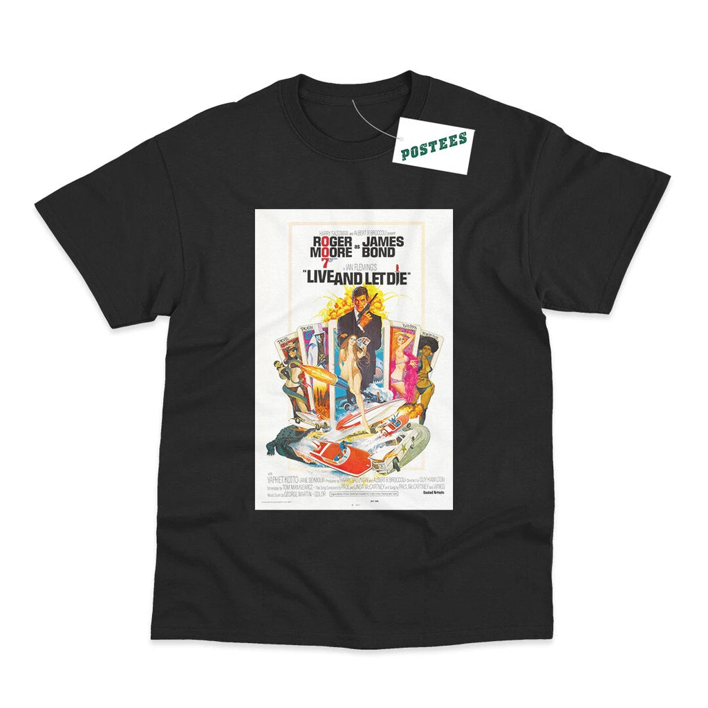 Retro Movie Poster Inspired By James Bond Live & Let Die DTG Printed T-Shirt