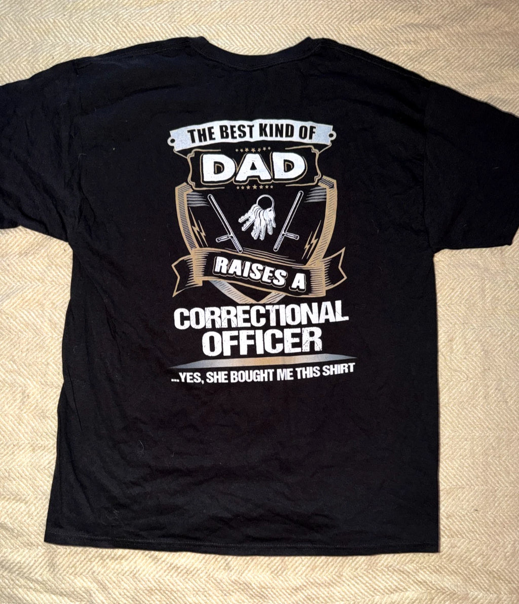 The Best Dad Correctional Officer Graphic T Shirt Black Funny Gift Adult Large